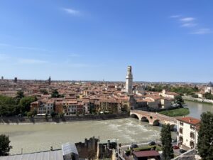 View over Verona with the Adige river and Lamberti tower