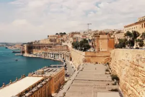 Valletta fortifications and walkway along the Grand Harbour