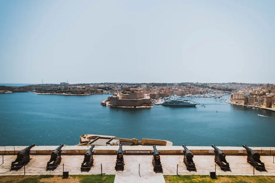 Cannons of the Saluting Battery overlooking the Grand Harbour in Valletta