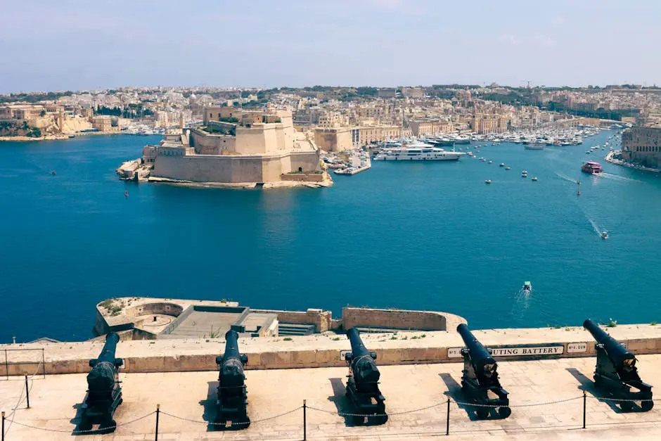 Limestone buildings and harbour of Valletta, Malta