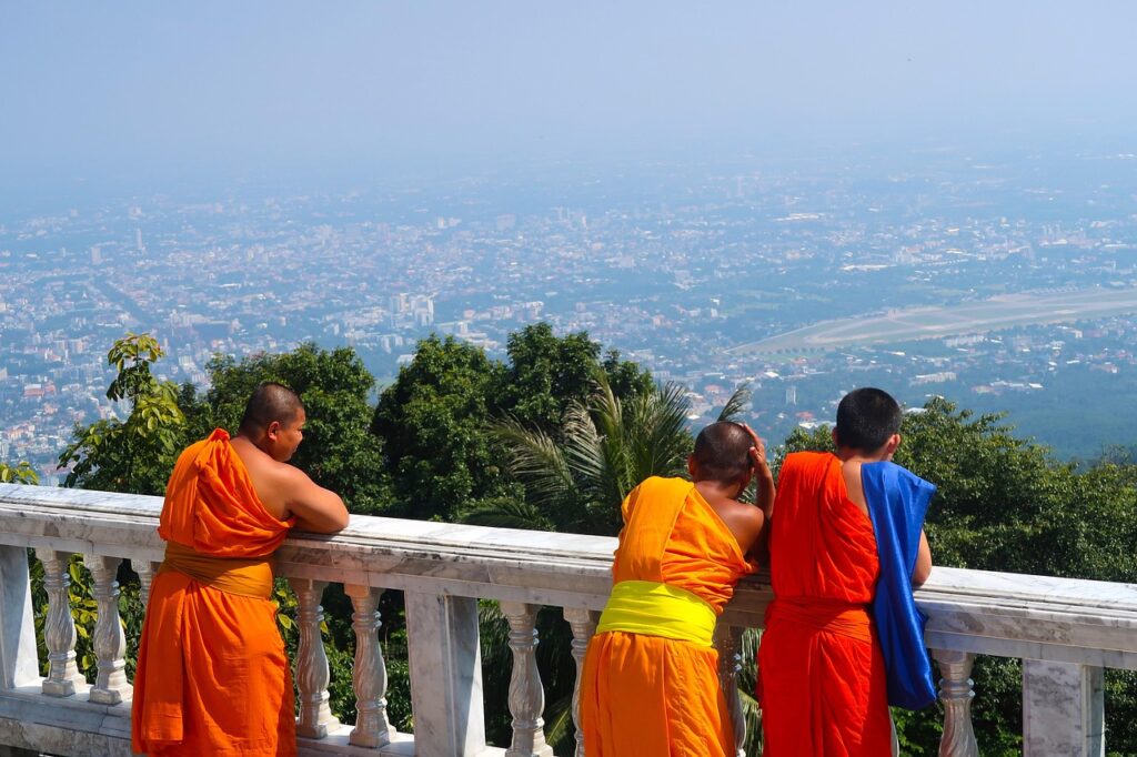 A Buddhist monk at a temple near Doi Suthep, Chiang Mai