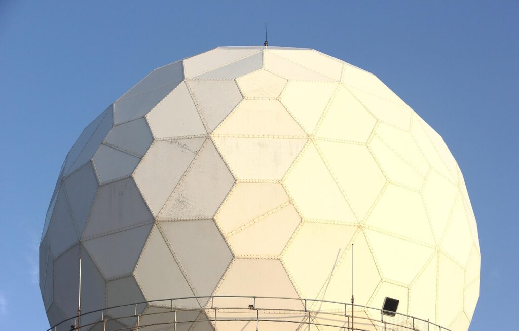 A radar dome on the coast near Dingli, Malta