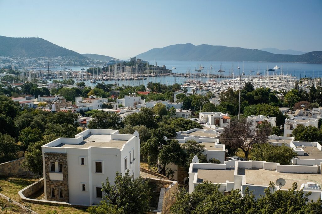 Coast and town of Bodrum in Turkey