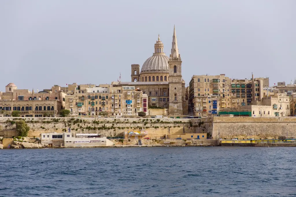 Valletta with the dome of the Carmelite church seen from the harbour