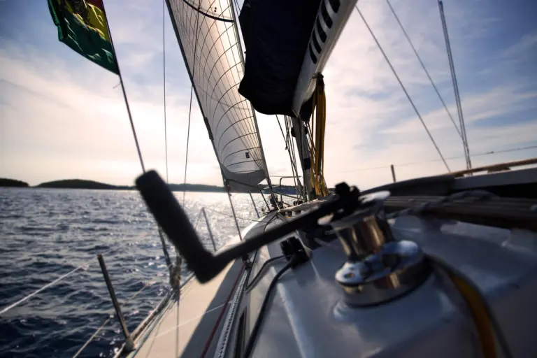 View from the deck of a sailing yacht under sail