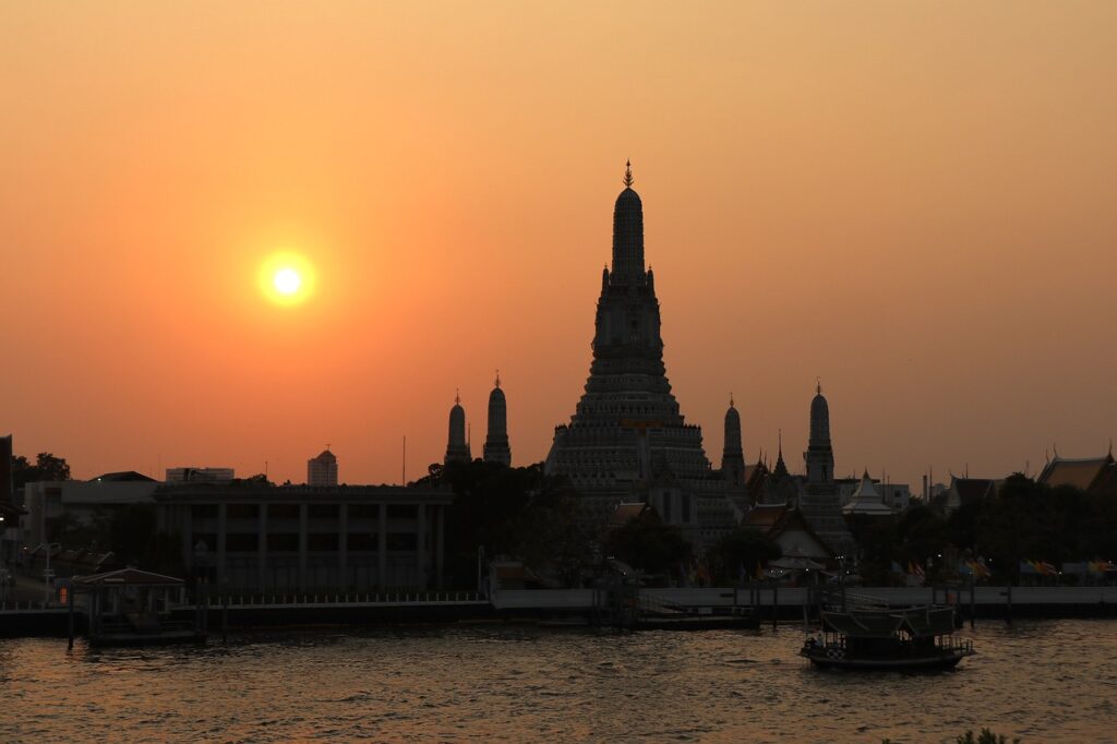 Wat Arun temple on the river in Bangkok, Thailand